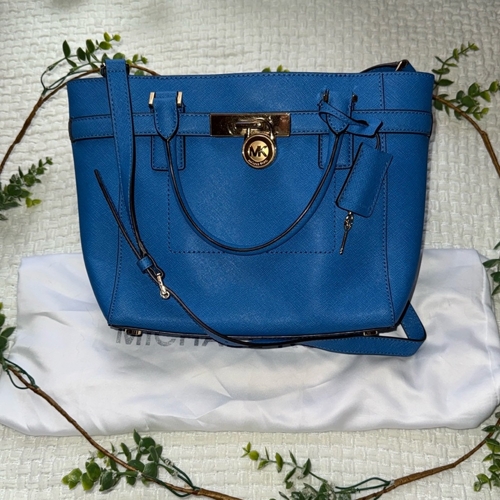 Michael Kors Sky Blue Small Hamilton Leather Crossbody Purse